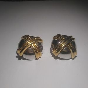Ciner Earrings Gold & Silver Signed